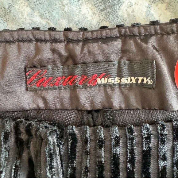 NWOT VTG Miss Sixty Pants 28 Black Burnout Velvet Stripe Flare Leg Low Rise Y2K - Picture 8 of 16